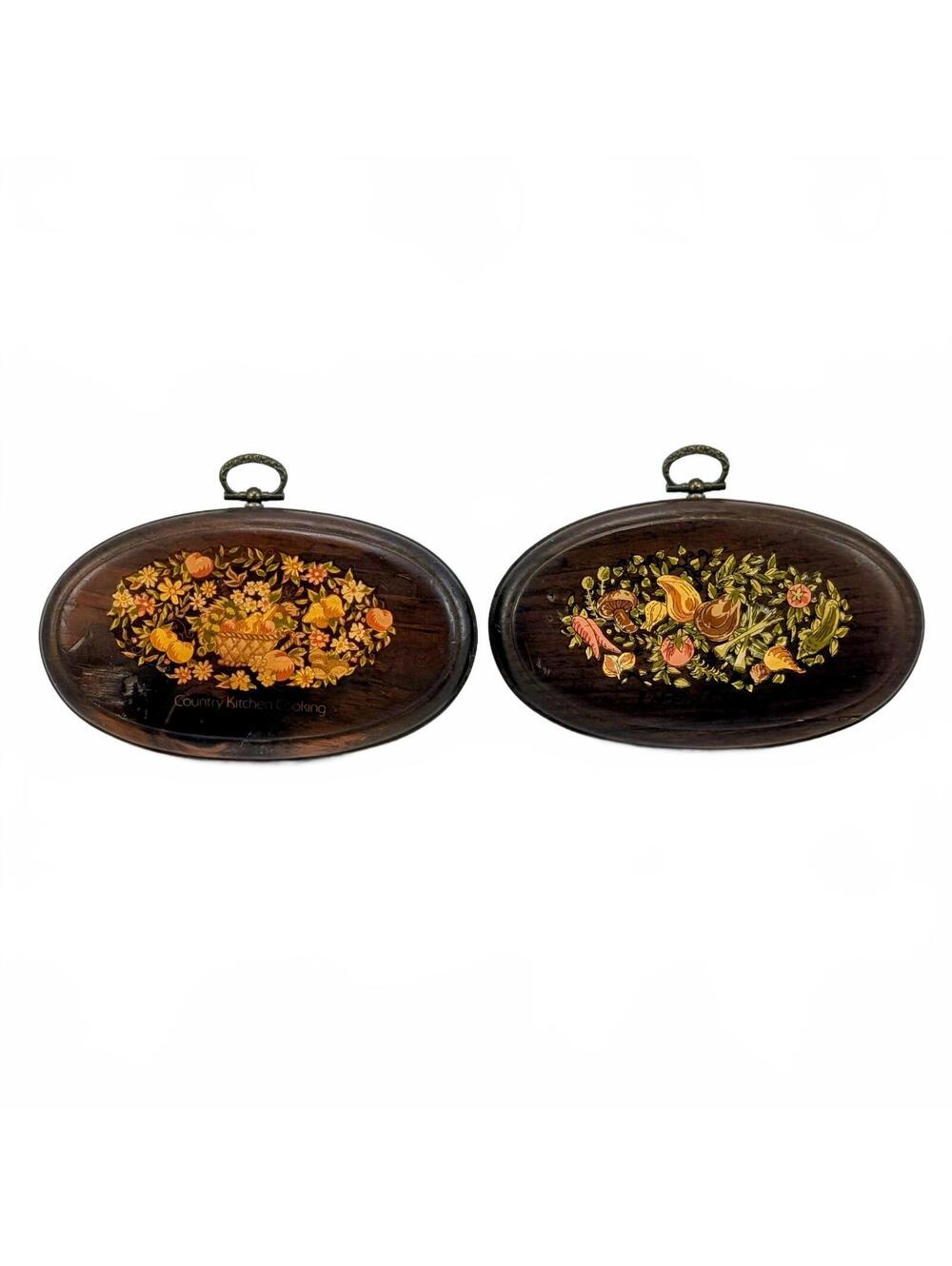 Wood 70s Kitchen Wall Hangings - Set of 2